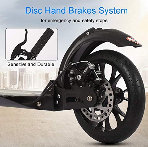 Scooter Erwachsene Unisex Erwachsene Tretroller mit Scheibenhandbremse Faltbare Pendler Scooter mit Dual-Aufh&auml;ngungstr&auml;ger 150kg Nichtelektrische LQHZWYC (Color : Black)