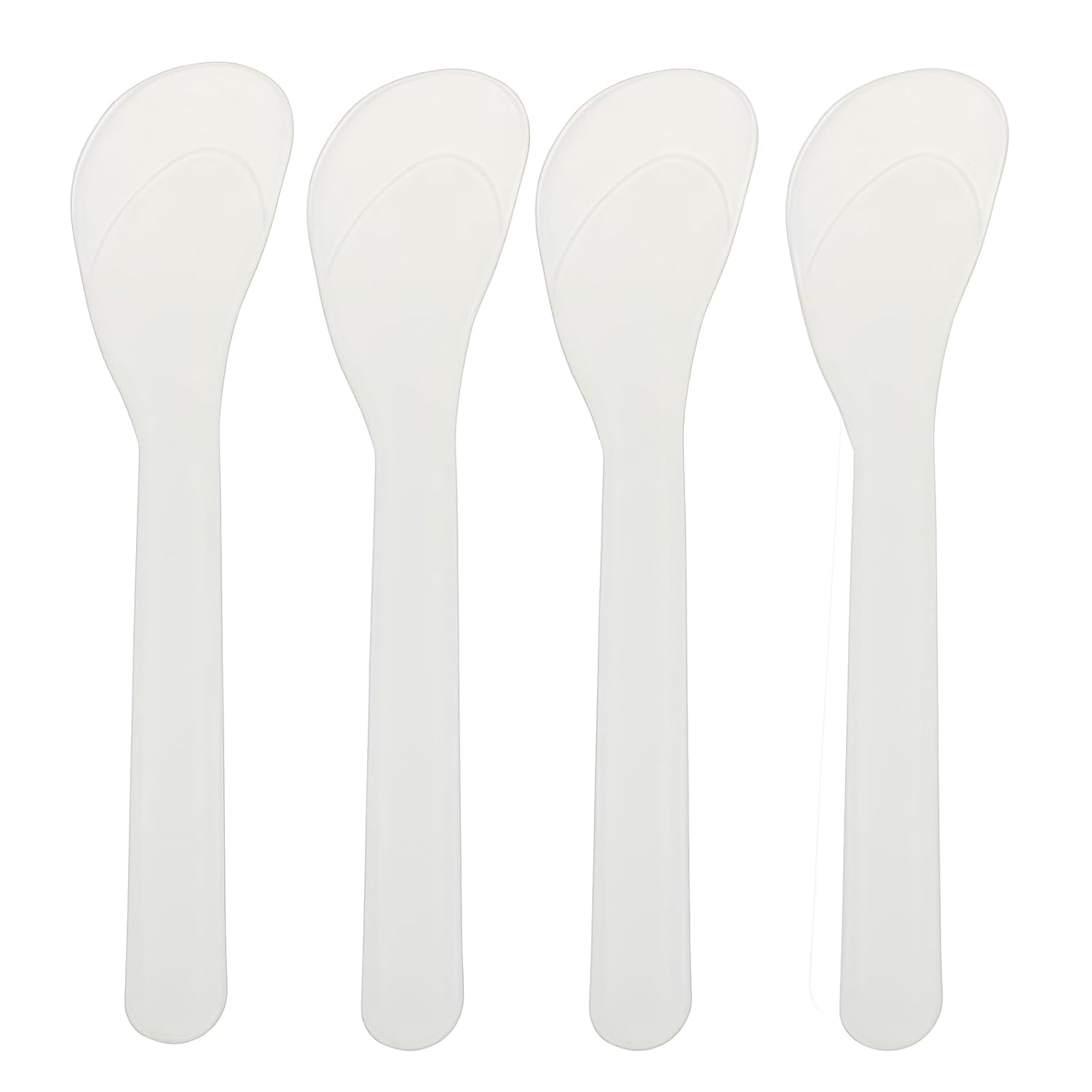 50Pcs Transparent Premium Plastic Cosmetic Spatula Makeup Scoop Mask Spoon, Frosted Tip Disposable & Reusable Beauty Tool for DIY Makeup, Sampling, Mask Mixing, Lotion & Cream Application