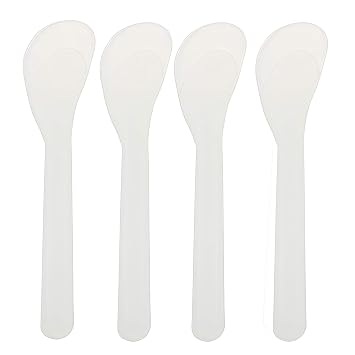 50Pcs Transparent Premium Plastic Cosmetic Spatula Makeup Scoop Mask Spoon, Frosted Tip Disposable & Reusable Beauty Tool for DIY Makeup, Sampling, Mask Mixing, Lotion & Cream Application