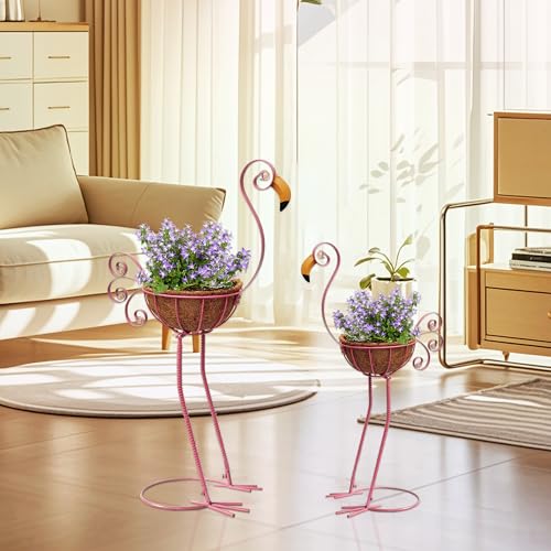 COOZZYHOUR Metal Flamingo Planter with Basket -Garden Bird Planters for Outdoor Indoor Lawn,Yard,Porch,Patio, Garden Decorations（Set of 2） by COOZZYHOUR - Image 4