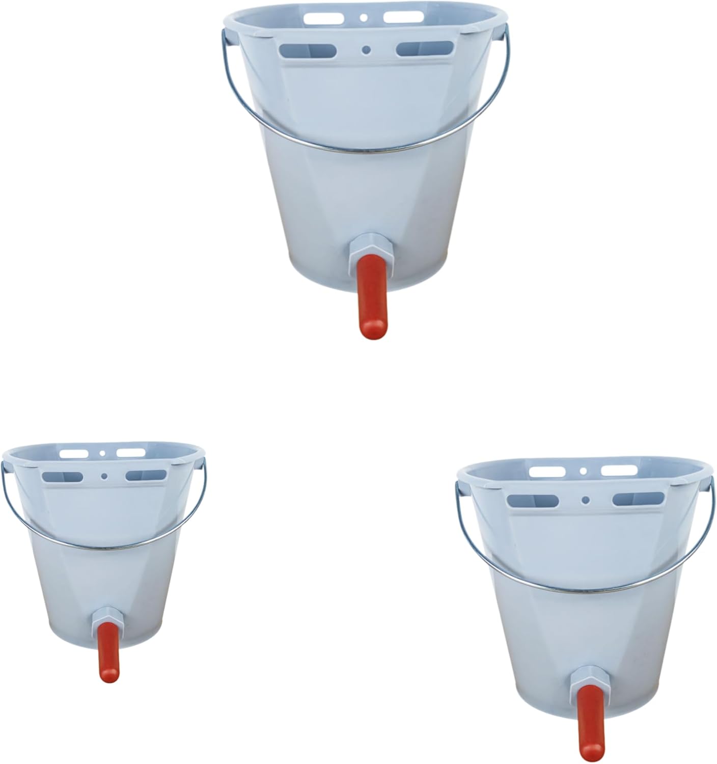 3 Pack Calf Feeding Bucket, 8.45 Qt Single Teat Feeder with Metal Hanger Livestock Feeding Supplies for Calves Goats Sheep