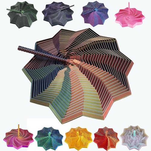 3D Printed Expanded Sensory Fidget Star - 2025 Sensory Fidget Star with Handle, Multi-Colored Whirling Spiral 3D Fidget Toy, Multiple Ways to Play for Adult Relieving Stress (Colorful A,3.15in)
