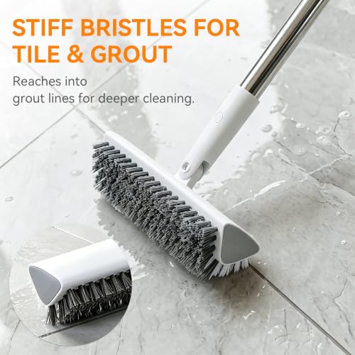 Scrub Brush with Long Handle, Extends to 55 in, Pivoting Triangle Head — view 3