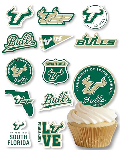 University of South Florida Cupcake Topper Party Supplies for USF Football, Birthday, Graduation Party Decorations (24 Pieces) (South Florida Bulls)
