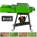 TXMACHINE® Hay Cutter Machine Electronic Grass Chaff Cutter Animal Feed Hay Crusher Straw Breaker with 2.2KW Motor 8 Blades 110V/60HZ (Green)