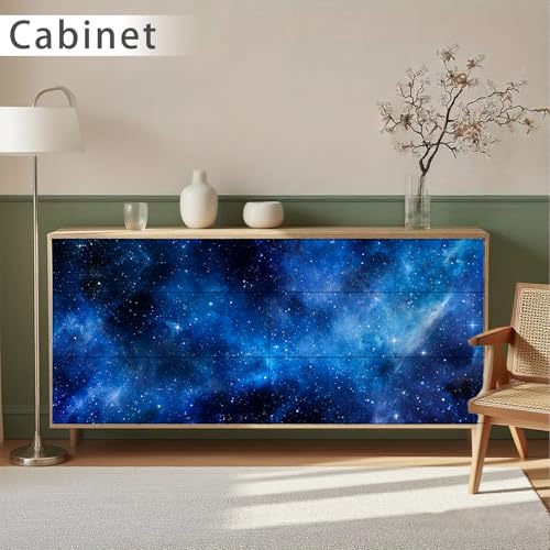 Image of Nuxovilar Dark Blue Galaxy Marble Wallpaper Peel Stick 15.75x39.37