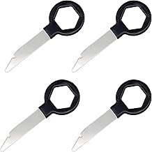 QISF Set of 4 Car Radio Removal Keys for Removal of Car Radio Drawer Compatible with VW Seat Skoda Mercedes Benz A3 A4 T5 Golf 2 DIN AutoRadio Stainless Steel Key