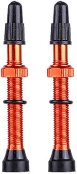 1Pair Presta Valve Core Bike Replacement Brass Tubeless Core,Bicycle Presta Valve for Road MTB Bicycle Tubeless Tires Brass Core Alloy Stem, 60mm,Orange