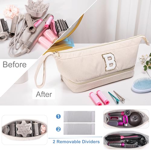 Initial Personalized Hair Dryer Case,Double-Layer Hair Tools Travel Carrying Case for Shark FlexStyle/SmoothStyle with Hair Dryer Bag - Hair Air Wrap Dryer Case Flat Curling Iron Travel Organizer by ELCUPA - Used condition - Image 5
