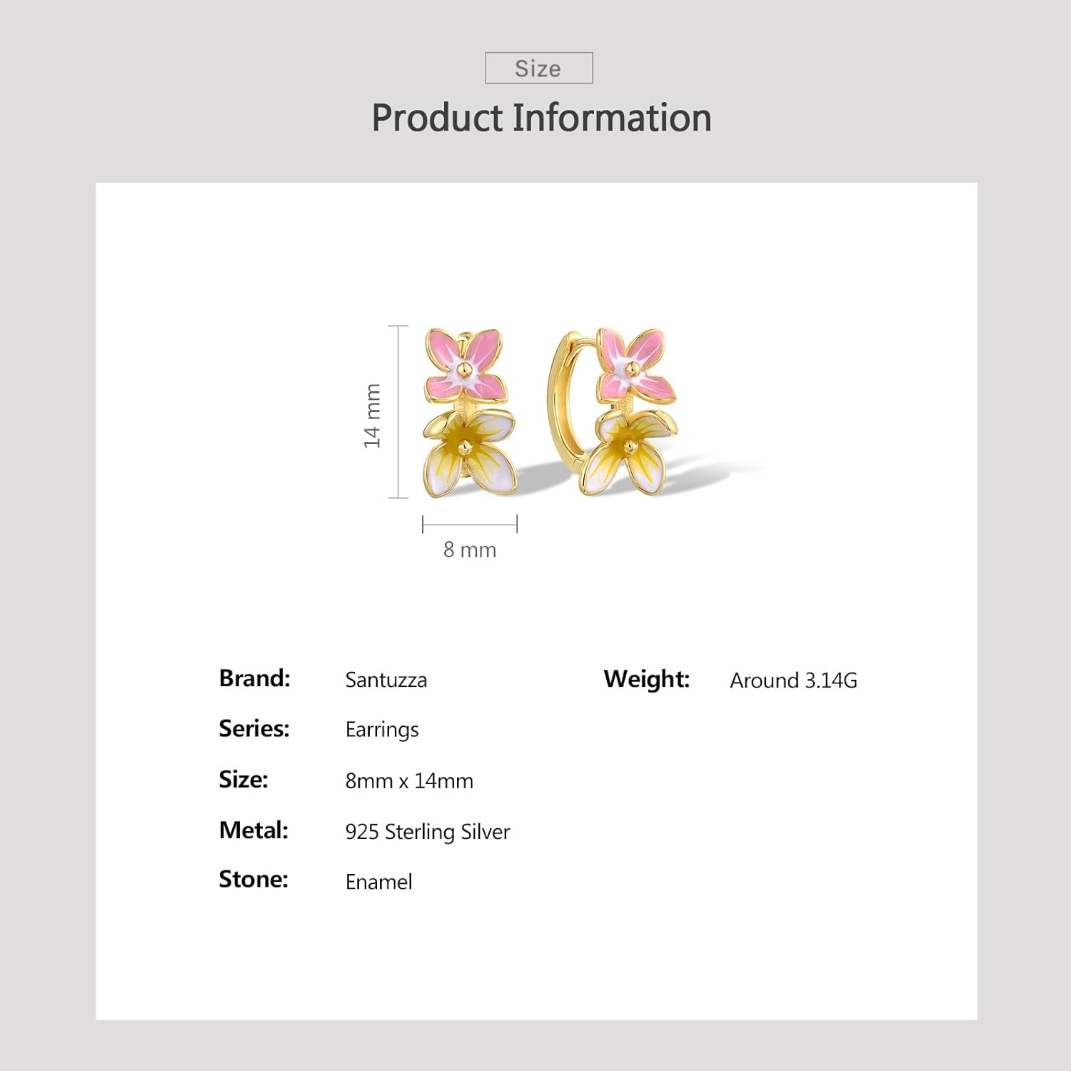 Santuzza 925 Sterling Silver Handmade Enamel Flower Hoop Earrings - Image 4