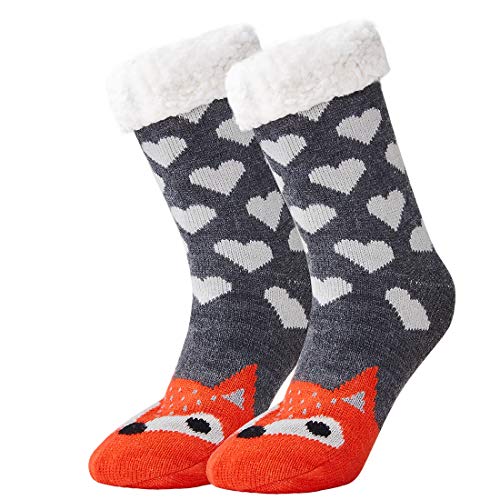 Goodstoworld Calcetines Con Diseño De Zorro Para Niñas Señoras 3D Novedad Lindo Animal Tejido Forrado De Vellón Antideslizante Cálido Esponjoso Pantuflas Con Agarre Cover