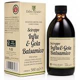Erbecedario sciroppo Influ&Gola balsamico, favorisce il benessere delle vie respiratorie, integratore difese immunitarie con propoli lenitivo su naso e gola per adulti e bambini, 1 Flacone da 500ml
