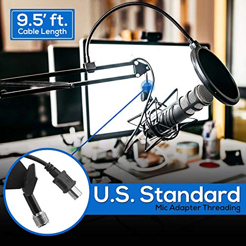 Pyle-Pro Usb Suspension Boom Microphone Stand - Adjustable Compact Usb Microphone Arm Stand, Durable Steel For Radio Broadcasting Studio, Voice-Over Sound Studio, Stages, And Tv Stations Pmkshusb04.5 #TOP6