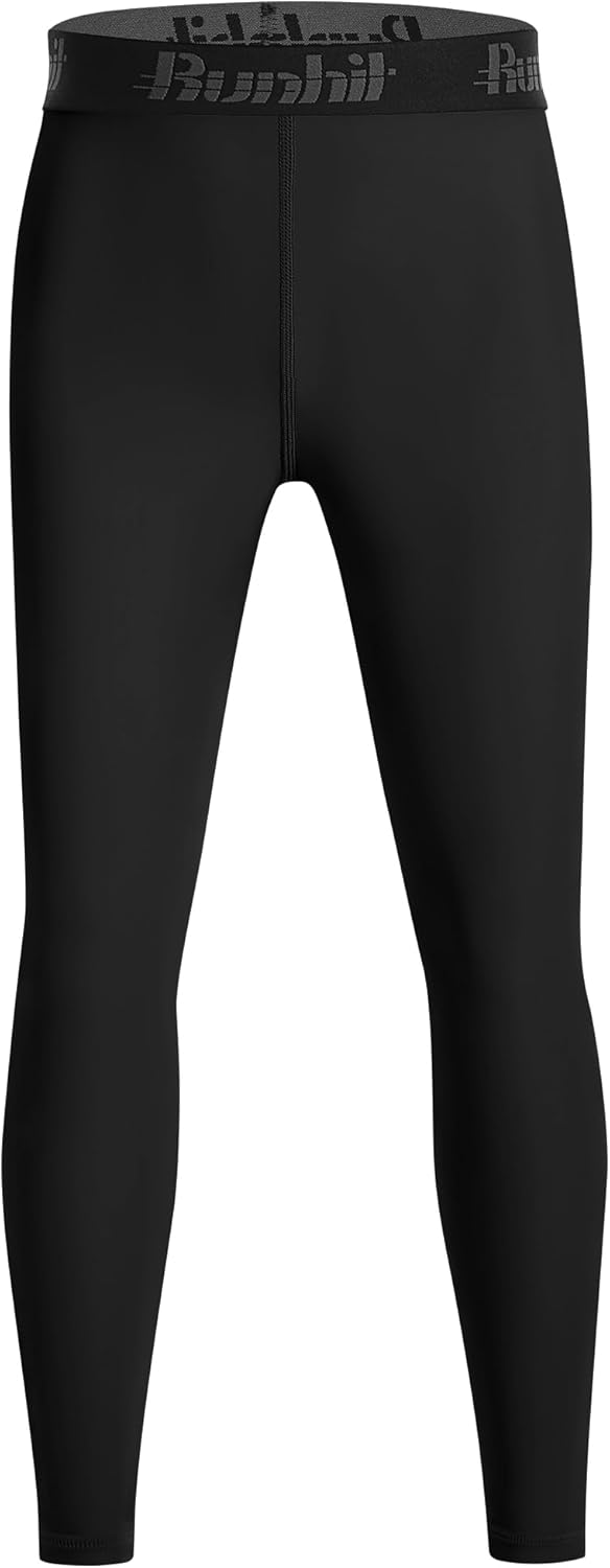 Runhit Boys BJJ Compression Pants Youth Jiu Jitsu No Gi Spats Kids Leggings Athletic Base Layer for Training MMA Wrestling