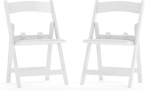 Flash Furniture HERCULES - Sillas plegables para niños con asientos acolchados  Juego de 2 sillas plegables de resina blanca con asiento acolchado