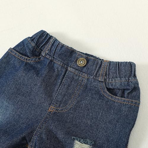Image of Toddler Boy Clothes Baby Boy Outfit Letter Prints Hoodies Top Ripped Jeans Cute Boys Clothing Set Fall Winter