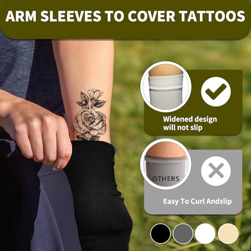 4 Pairs Arm Sleeves to Cover Arms for Men & Women,UV Sun Protection,Cooling Sports Compression,Tattoo Cover Up Sleeve4