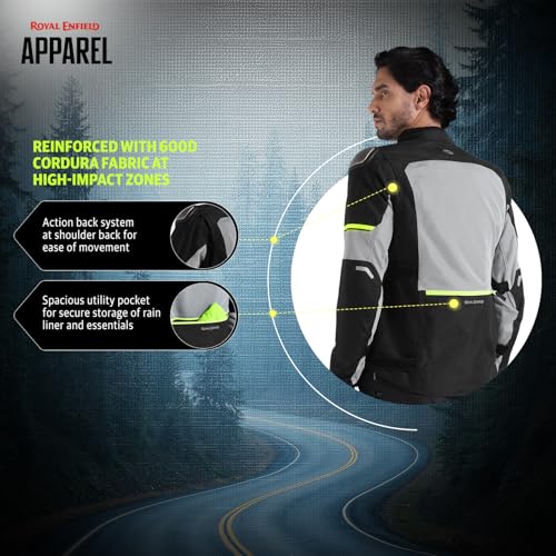 Image of Royal Enfield Crossroader V2 Riding Jacket | Protectors: RE Ergo Pro-Tech CE Level 2- Elbows & Shoulders with Titanium sliders | CE Level 2 Back protector | CE Level 1 chest protectors| LIGHT GREY XL