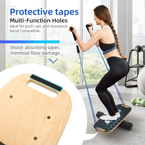 Image of Balance Board for Adult with Adjustable Stoppers: 3 Modes Wobble Board with Roller Exercise Balancing Stability Trainer for Improve Balance Non Slip Surface