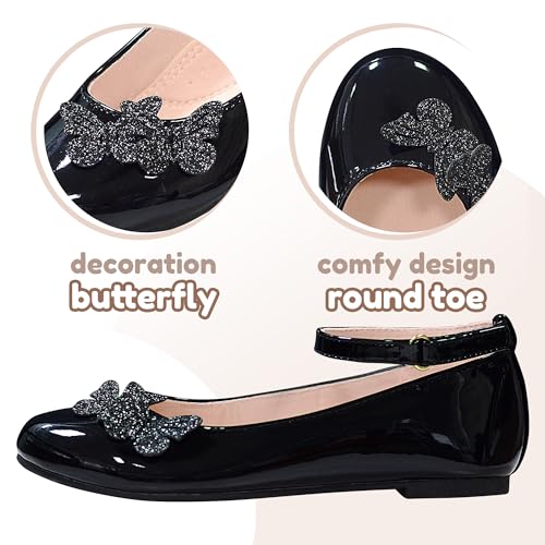 LseLom Girls Dress Shoes Butterfly Mary Janes for Girls Hook and Loop Party Wedding Flats Shoes4