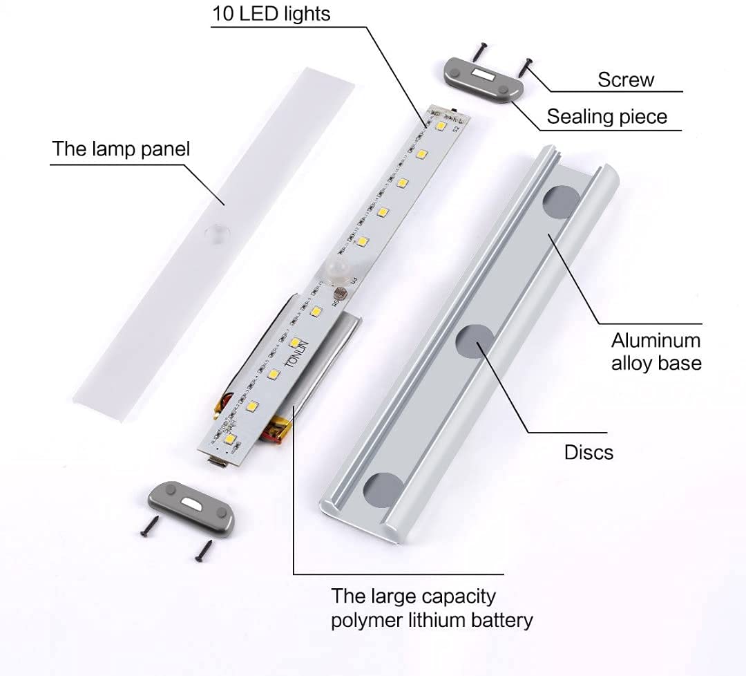 Luci LED Ricaricabili Con Sensore Di Movimento - Per Armadi, Scale E Ambienti Buoi, Con Striscia Magnetica