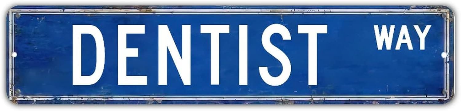 peiyeety Dentist Way Vintage Metal Tin Sign, Rustic Career Wall Art, Waterproof Hanging Plaque for Office, Sturdy Decor for Clinic, RetroOrnament forProfessional Home Zones 4x16 Inch
