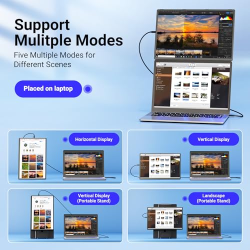 Image of Ygretyrjh 16 inch Laptop Screen Extender, 1080P FHD Dual Portable Monitor for Laptop with Speaker, Plug & Play Travel Monitor for 13-17 inch Laptops, Second Screen Compatible with Wins /Mac /Chrome /Android
