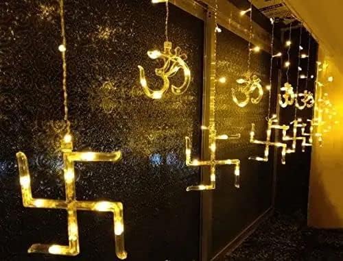 Image of K D 6+6 OM + SATHIYA Multi Curtain LED String Lights, 138 LEDs Multi (3.5 ft Length + 0.5 FT Length After Adapter = 4ft) with 8 Modes Indoor Outdoor for Home, Diwali, Christmas