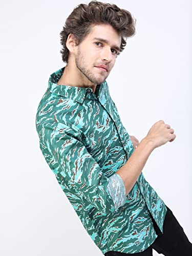 Image of Ketch Men Cotton Slim Fit Printed Full Sleeve Shirt
