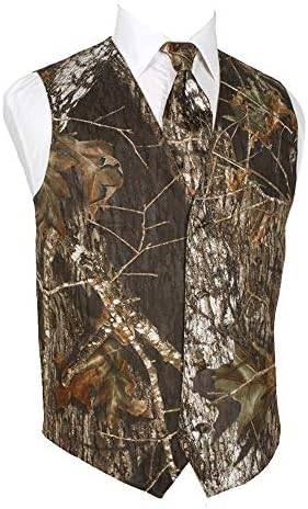 HBDesign Mens 2 Piece 4 Button Vests Outerwear Camouflage Color (Vest+Tie)-56R