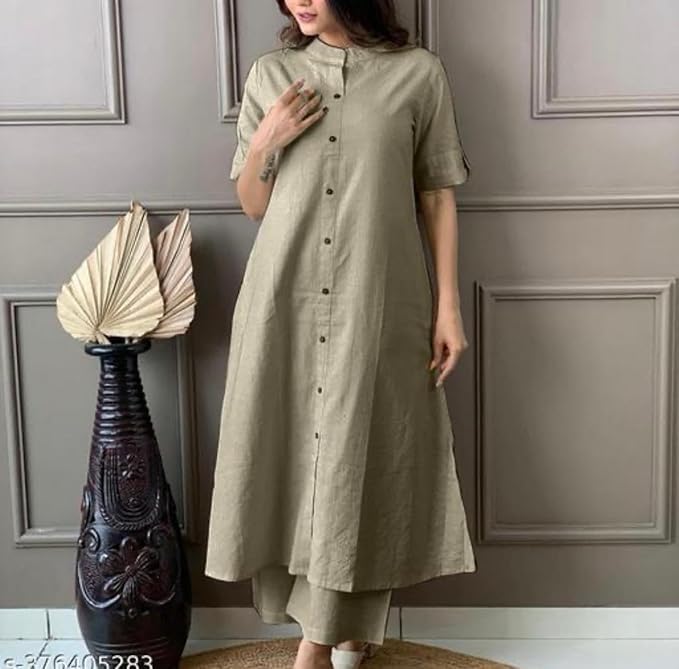 Image of Avayayat Women's Coft Cottan Lining Design | Night Suit Set with Pyjama | Women Cord Set | Women Two-Piece Outfits | Summer Wear | Night Suit Set of Shirt & Pyjama