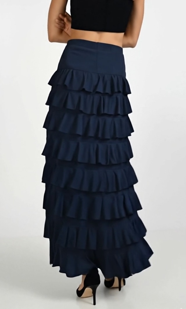 Dare2BStylish Women Waterfall 8 Tiered Boho Layered Maxi Skirt