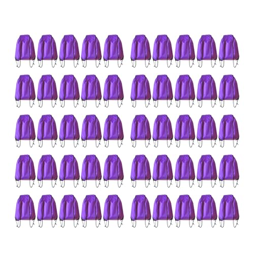 JohahaTim Drawstring Backpack Bulk 50 Packs Draw String Bags for Gym Sports Trip Pedestrianism ride Cinch Sack DIY for Women Men (purple)