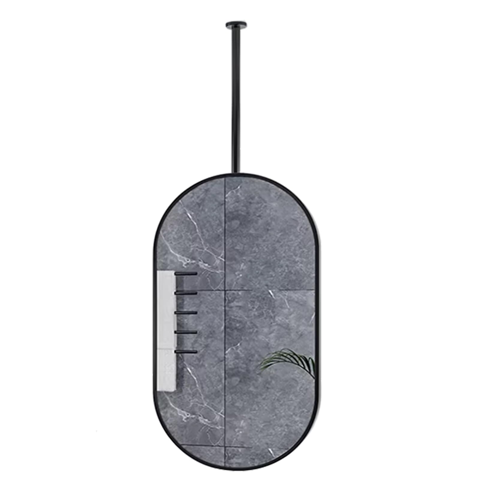 FGXHHS Oval w/Black Metal Framed and Ceiling Rod Decor Mirrors for Mounted Vanity Mirrors(50cmx100cm)