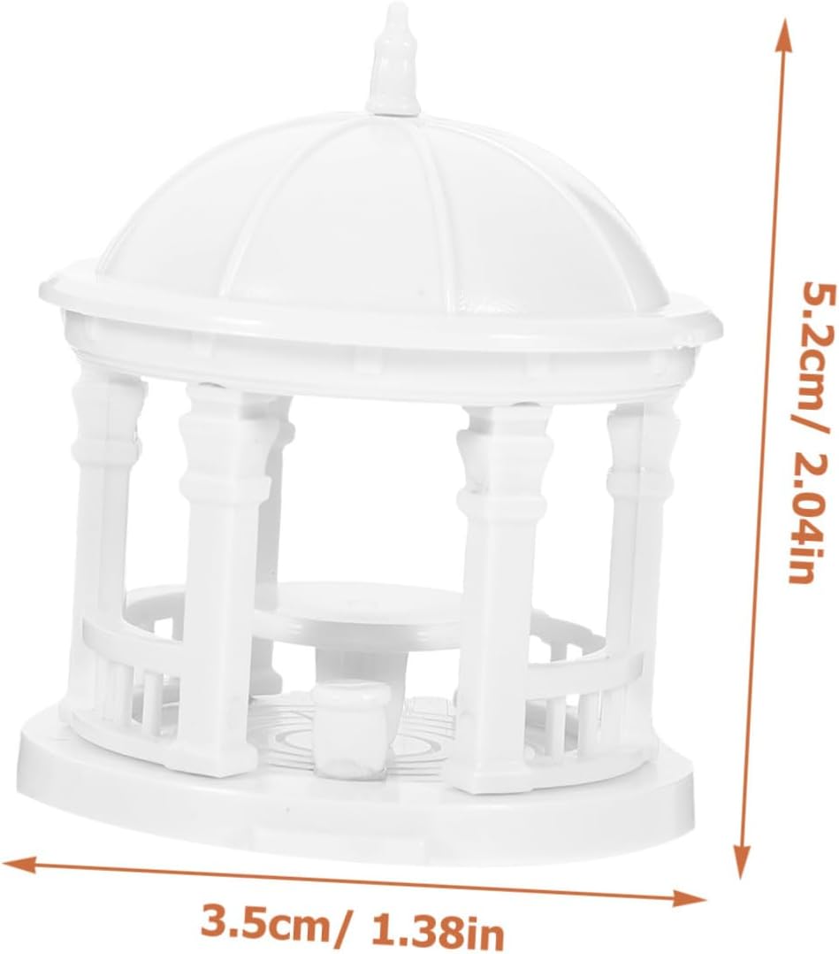 TOYANDONA 2pcs Mini Fence Gazebo Home Decor Miniature Landscape Miniature Figurine Landscape Adornments Pagoda Model Decor Gardening Decorations Garden Decor Bonsai Accessories White Abs image 2