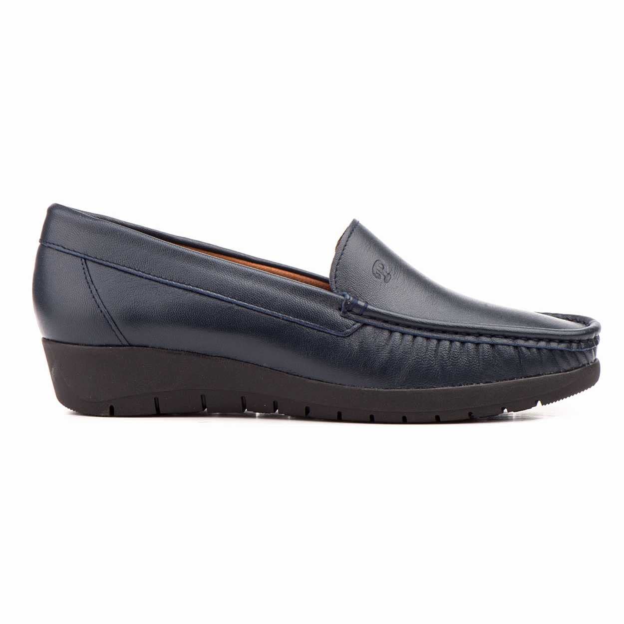 Mocasines Mujer con cuña y Costura Visible, Estilo clásico | Diseño sin cordones, puntera redondeada y suela gruesa con ranuras para conjuntos diarios, oficina y entretiempo