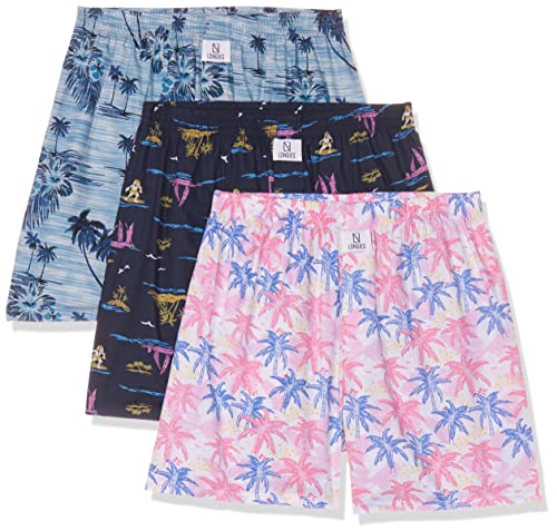 Image of Longies Men's 100% Cotton Pack of 3 Printed Regular Boxer Shorts Ultra-Comfortable Men's Boxer Shorts Pack of 3 100% Super Combedc Cotton Boxers with One Side Pocket