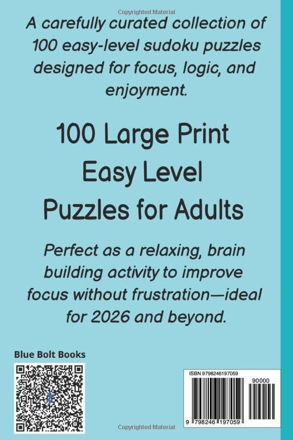 Best 2026 Sudoku Puzzles for Adults 100 Easy Level Large Print with Solutions: 6x9 Inches | 100 Puzzles | 128 Pages | Fun, Relaxing Logic Activity ... | Great Brain Training for Fact Retention image 3