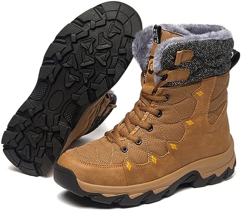 （21:30時点） [NEARDREAM] スノーブーツ メンズ スノーシューズ 防寒 雪 冬用 トレッキングシューズ 登山 靴 ボア 裏起毛 ハイカット アウトドア 防滑 軽量 厚底 暖かい イエロー 25.0