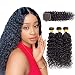 Wet and Wavy Bundles with Closure -10 12 14+10 Inch Lianlian Water Wave Bundles with Closure Human Hair 1B# Water Hair with Closure Free Part