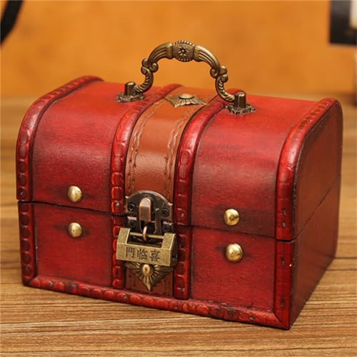 Xabelle アンティーク 収納ケース・ボックス 小物入れ 16×11.5×10.5 cm おしゃれ 北欧 レトロ 財宝 インテリアコスメ メイクボックス収納ボックス宝箱 木製ボックス ケース 収納ケース・ボックス 03GK02