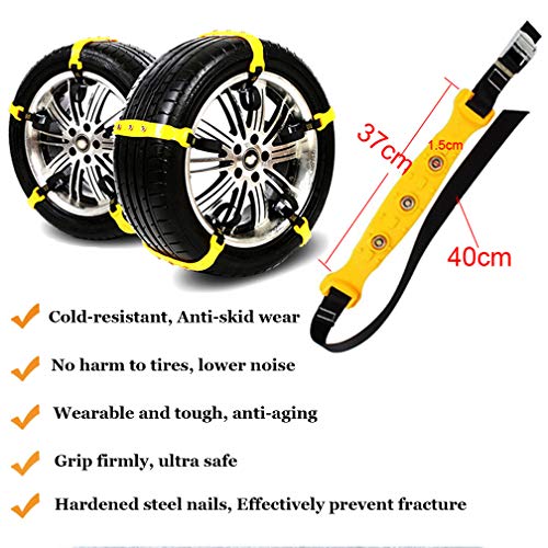BiBOSS Snow Chains 10 Pcs Anti Slip Tire Chains Adjustable Security Emergency Car Tire Chains Fit for Most Car SUV Truck Vans,185-295mm/7.2-11.6''