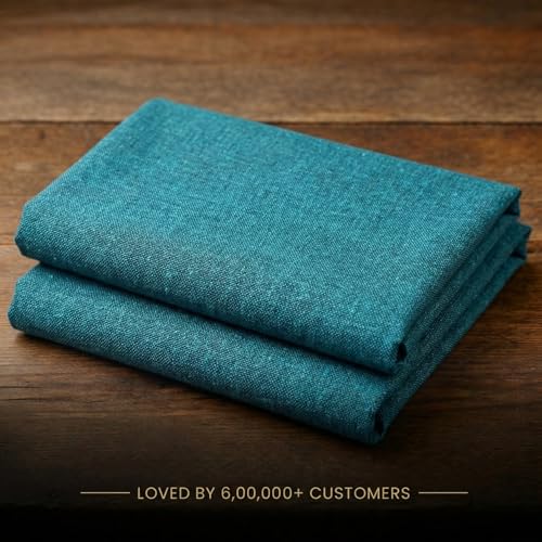 Image of Unstitched Cotton Fabric for Men and Women - Light Weight Self Pattern Khadi Cotton Fabric Material (3.5 Meter, Dark Green)