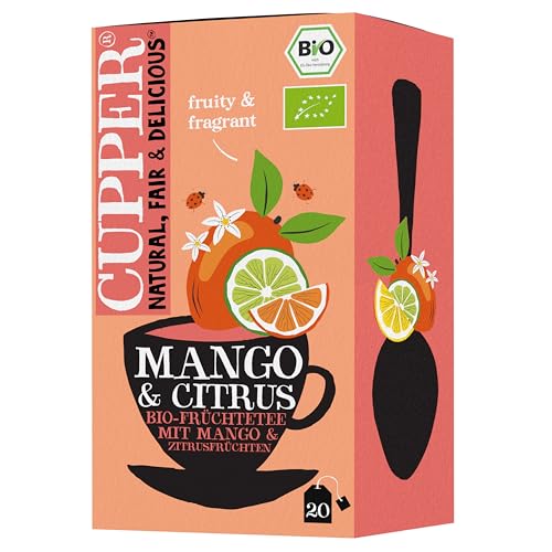 CUPPER - 20 Bolsitas de Infusiones Ecológicas de Mango Citrus - Sin Azúcar Añadido - Apto para Veganos