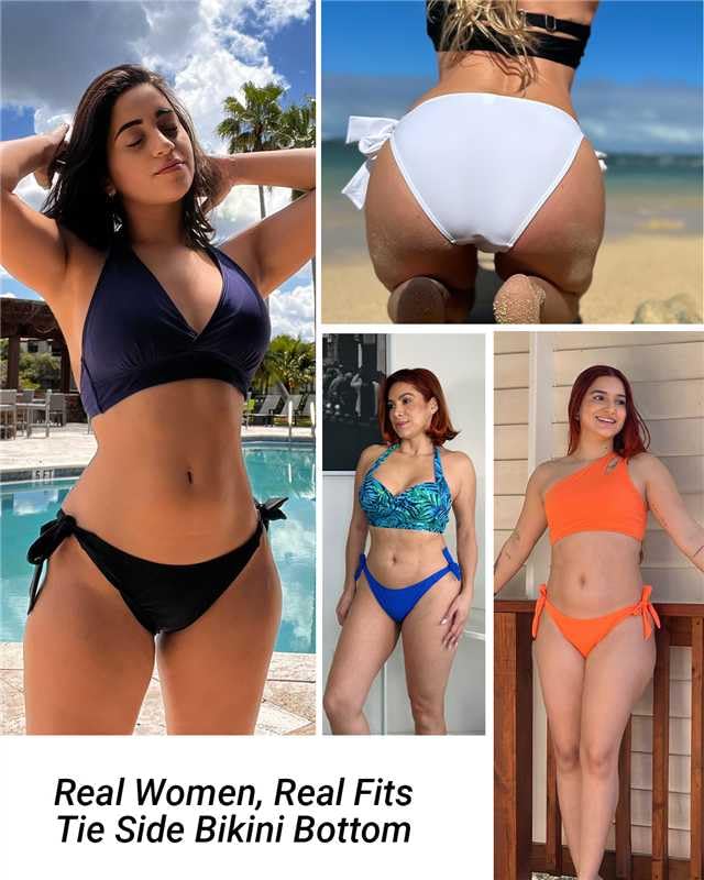 Image of Holipick Low Rise Bikini Bottoms - String Bathing Suit Bottoms for Women Side Tie Swim Bottoms Swimsuit
