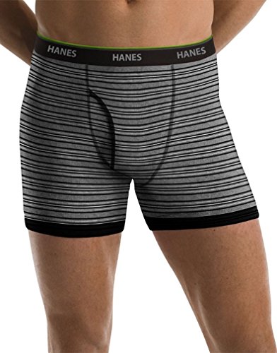 Hanes Men's FreshIQ Comfort Flex Red Label Stripes Waistband Boxer Brief 6-Pack - Assorted - Large