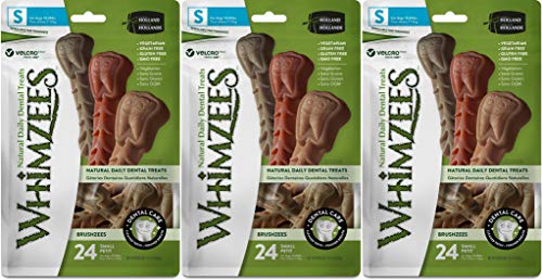 Whimzees 3 Pack of Brushzees Dental Dog Treats, 24 Small Chews ea...