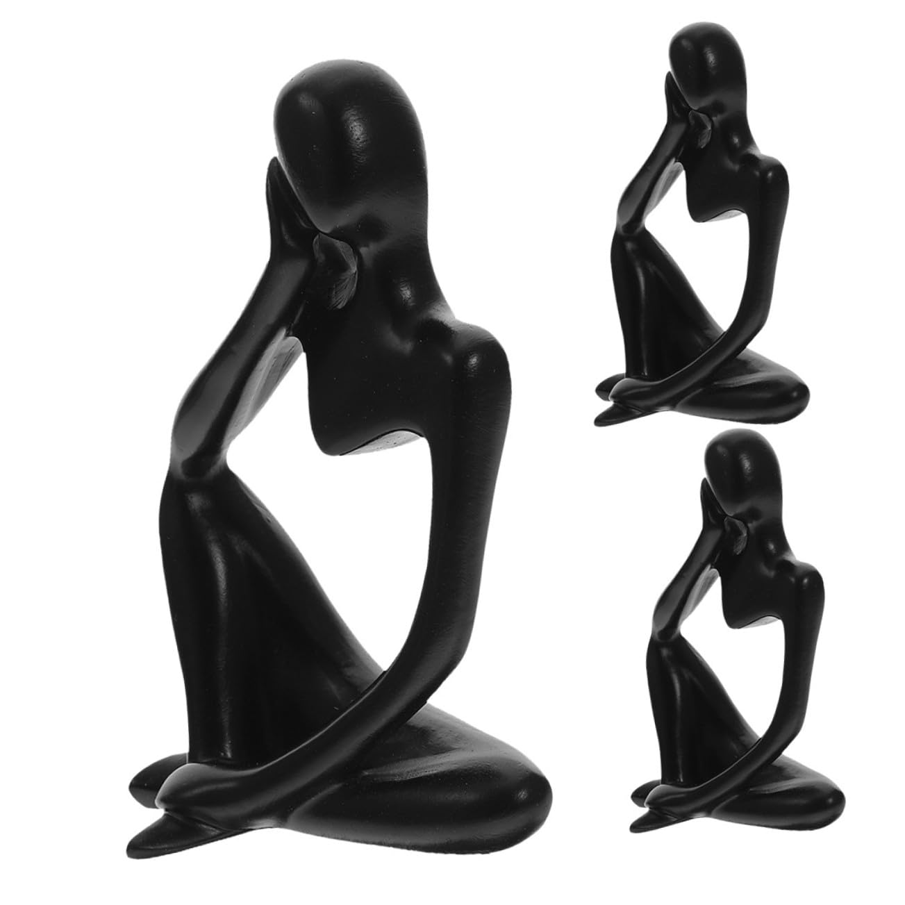 Statue Penseur Abstrait en Résine : Set de 3 Figurines d'Art pour Salon