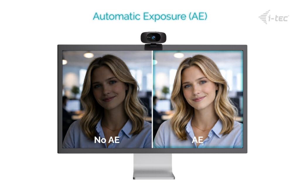 i-tec Solomon 300 kamera internetowa 4K z szerokim kątem widzenia 92° do spotkań i prezentacji, stała ostrość, automatyczna optymalizacja obrazu i zintegrowana osłona ochrony danych