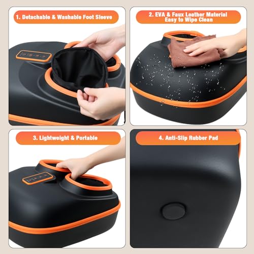 POGGT Foot Massager Machine with Heat, Upgrade 6 Airbags 29 Nodes Deep Rolling, Compression, Ankle Kneading, Shiatsu Foot Massager for Neuropathy Plantar Fasciitis, Gifts for Men Women Fits Up to 13" - Image 8
